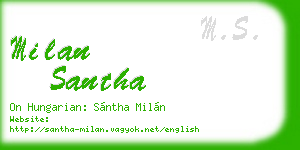 milan santha business card